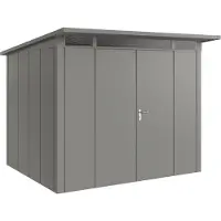 Hörmann , Metall-Gerätehaus "Juno" mit Pultdach, JPD9 - Design, 262 x 214 cm (B x T), graualuminium, 2-flüglige Tür
