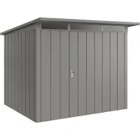 Hörmann , Metall-Gerätehaus "Juno" mit Pultdach, JPD9 - Modern, 262 x 214 cm (B x T), graualuminium, 1-flüglige Tür, Anschlag rechts
