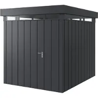 Hörmann , Metall-Gerätehaus "Juno" mit Flachdach, JFD6 - Modern, 214 x 262 cm (B x T), anthrazit, 1-flüglige Tür, Anschlag links, mit Lichtband