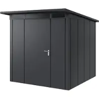 Hörmann , Metall-Gerätehaus "Juno" mit Pultdach, JPD5 - Design, 214 x 214 cm (B x T), anthrazit, 1-flüglige Tür, Anschlag links