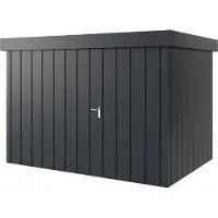 Hörmann , Metall-Gerätehaus "Juno" mit Flachdach, JFD12 - Modern, 310 x 214 cm (B x T), anthrazit, 1-flüglige Tür, Anschlag links