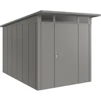Hörmann , Metall-Gerätehaus "Juno" mit Pultdach, JPD7 - Design, 214 x 310 cm (B x T), graualuminium, 1-flüglige Tür, Anschlag rechts