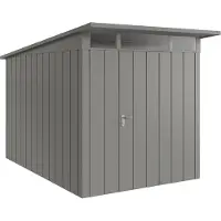 Hörmann , Metall-Gerätehaus "Juno" mit Pultdach, JPD7 - Modern, 214 x 310 cm (B x T), graualuminium, 1-flüglige Tür, Anschlag rechts