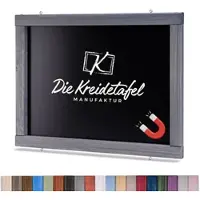 Die Kreidetafel Manufaktur Magnetische Kreidetafel - Magnettafel mit Holzrahmen / Grau 50x30cm