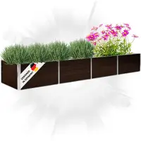 DELUKE Hochbeet für Garten OSKAR Braun | 320x80x45cm | Verzinkter Stahl | Wetterfest | Gartenbeet Kräuterbeet Blumenbeet Beet hoch Frühbeet für Garten Gemüsebeet