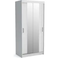 Masseno Schiebetürenschrank NICOLA 100/215/60 cm 2-türig Schlafzimmer Schrank Kleiderschrank Weiß