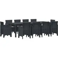 vidaXL Möbel 11-teiliges Garten Esstischset mit Kissen Anthrazit Poly Rattan - Gartentische 3378593