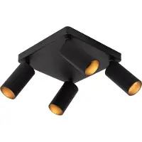 Licht-Erlebnisse Spot Lampe Aluminium GU10 verstellbar B: 24 cm Schwarz 4-flammig eckig Modern