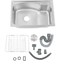 OEM Küchenspüle, Edelstahl, Einzelbecken mit Abtropfkörbchen, Hellgrau
