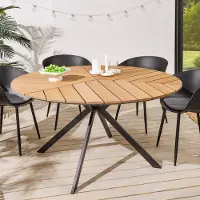 Riess Runder Outdoor Gartentisch DESIGNO 120cm natur Holz-Design anthrazit Metall Balkontisch Holztisch Terrassentisch Tisch