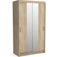 Masseno Schiebetürenschrank NICOLA 120/215/60 cm 2-türig Schlafzimmer Schrank Kleiderschrank Sonoma Eiche