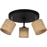 Licht-Erlebnisse Deckenspot Metall Rattan E27 verstellbar B: 40 cm Schwarz Braun 3-flammig Modern Spot Lampe Decke