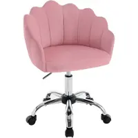 Woltu Bürostuhl, Samt Stuhl mit Blütenblatt-Rückenlehne, Rosa