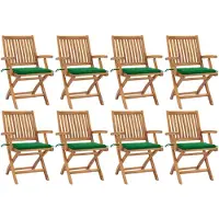 vidaXL Klappbare Gartenstühle mit Kissen 8 Stk. Massivholz Teak