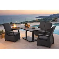 CLEMENTO Siena Garden Roma Gartenlounge-Set 4tlg. mit Sunbrella Gartensofa & Sessel