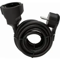 Kopp Strom Verlängerungskabel [ Flachstecker - Schutzkontakt-Kupplung] Schwarz 5 m 143705086 (143705086)