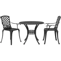 vidaXL 3-tlg. Bistro-Set Schwarz Aluminiumguss