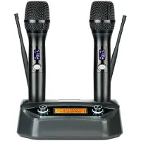 INF Professionelles Dual-Funkmikrofon mit festem Empfänger Black