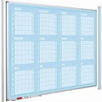 Proregal Jahresplaner magnetisches Whiteboard Slim Aug-Jul, HxB 90x120cm, 8mm-Platte, inkl. Befestigungsmaterial & Stiftablage, Lichtblau