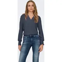 ONLY Blusenshirt "ONLMETTE V-NECK LS SMOCK TOP NOOS WVN" Kunstfaser, regular fit