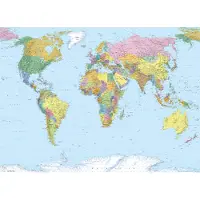 Overig Fototapete "World Map - Größe 270 x 188 cm" bedruckt glatt Wohnzimmer, Schlafzimmer