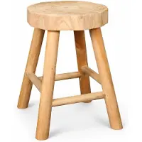 WDMT Handgefertigter Holzhocker – Ø 26 x 40 cm – Braun