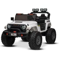Beneo Elektrisches Kinderauto Motors OFFRIDE 4x4 Zweisitzer 24V, weiß, MP3-Player mit USB/AUX-Eingang, 4x4 Antrieb, Lithium-Akku, große EVA-Räder mit Hinterradfederung, Fernbedienung, LED-Lichter