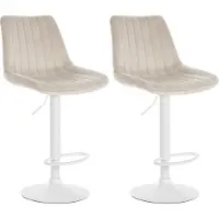 CLP 2er Set Barhocker Toni Samt weiß creme