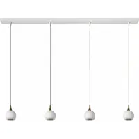 Licht-Erlebnisse Pendelleuchte Küche länglich 4-flammig Weiß Messing GU10 Metall L:100 cm Hängelampe Esstisch