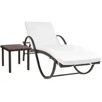 Furnicato Sonnenliege Mit Auflage & Tisch Poly Rattan Braun