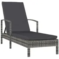 Furnicato Sonnenliege Mit Armlehnen Poly Rattan Grau