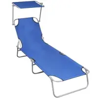 Furnicato Klappliege mit Sonnendach Blau Aluminium