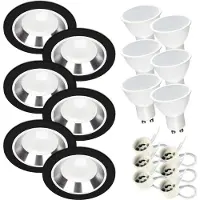 RADAM Einbaustrahler SET 6x GU10 Einbauleuchte 7W neutralweiss Deckenspot IP20 Einbauspot Küche Wohnzimmer FOY schwarz mit Ring WH/SL Einbaurahmen