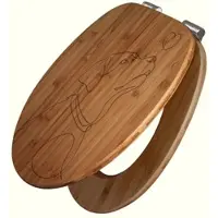 Banjado WC Sitz Bambus Holz Mit Gravur Toilettendeckel Mit Absenkautomatik Klodeckel WC-Sitz Soft Close Mit Motiv Hundeliebe