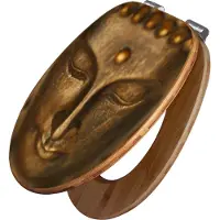 Banjado Design WC Sitz Bambus Absenkautomatik - Buddha Gold - Toilettendeckel mit Absenkautomatik Holz/hochwertiger Bambus Klodeckel/WC-Sitz für alle gängigen Toiletten [TDB2 10087]