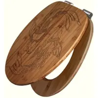 Banjado WC Sitz Bambus Holz Mit Gravur Toilettendeckel Mit Absenkautomatik Klodeckel WC-Sitz Soft Close Mit Motiv Koi Paar 2