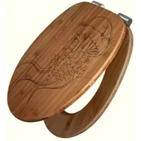 Banjado WC Sitz Bambus Holz Mit Gravur Toilettendeckel Mit Absenkautomatik Klodeckel WC-Sitz Soft Close Mit Motiv Qualle 3