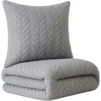 Leonado vicenti Bettwäsche 135x200 cm Grau Winter Plüsch Damast Premium Cashmere Touch geprägtes Design Blumen mit Reißverschluss extra warm flauschig