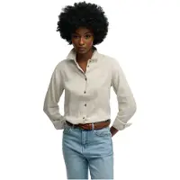 Superdry für Damen. W4010587A Premium Slim Hemd beige (M), Lässig, Leinen, Langarm