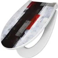 Banjado Premium Toilettendeckel Mit Absenkautomatik WC-Sitz Soft Close Hygienischer Klodeckel Duroplast Mit Motiv Abstrakt Rot