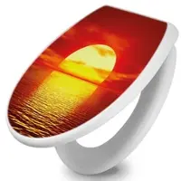 Banjado Toilettendeckel Mit Absenkautomatik WC-Sitz Soft Close Weiß Hygienischer Duroplast Leichte Montage Mit Motiv Sonnenuntergang
