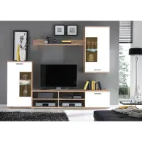 Preisbrecher Wohnwand Mediawand Schrankwand Wohnzimmerschrank Schrank Anbauwand "Kenton I" Artisan Eiche / Weiß