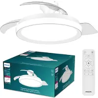 Philips LED-Deckenventilator Bliss, weiß, DC, leise dimmbar, weiß / opal, für Wohn- / Esszimmer, Metall, Modern