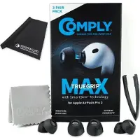 Comply Ohrstöpsel TrueGrip MAX für Airpods Pro 3 Schwarz Mix mit Tuch