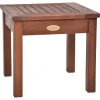 DELUKE Gartentisch ANNIKA - Eukalyptus, Dunkelbraun, 40x40x35cm | Garten Beistelltisch Wetterfest Outdoor Tisch