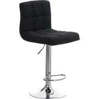 DELUKE Barhocker REZAR - Stoff Schwarz 46x47x94 cm Silber | Barstuhl Höhenverstellbar Mit Lehne Drehbar Tresenhocker Tresenstuhl Kneipenhocker Kneipenstuhl