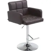 DELUKE Barhocker SUTUN - Kunstleder Braun 60x56x93 cm Silber | Barstuhl Höhenverstellbar Mit Lehne Drehbar Tresenhocker Tresenstuhl Kneipenhocker