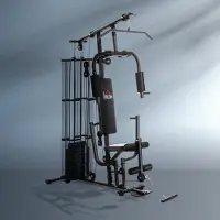SUGIFT Kraftstation Heimtraining, Multistation Fitnessstation, Stahl, Schwarz | 150x110x210 cm | 45 kg Gewichtsblock | 35+ Übungen