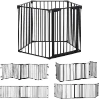 PawHut 2 in 1 Welpenauslauf 5-TLG Klappbar Absperrgitter Hund mit Tür, Metall