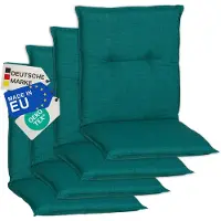 NYVI Gartenstuhl Auflagen Niedriglehner 4er Set Barcelona - UV-Beständig, Atmungsaktiv, Strapazierfähig - Niedriglehnerauflagen Sitzkissen Outdoor - Sitzauflagen für Gartenstühle 100x50cm Türkis